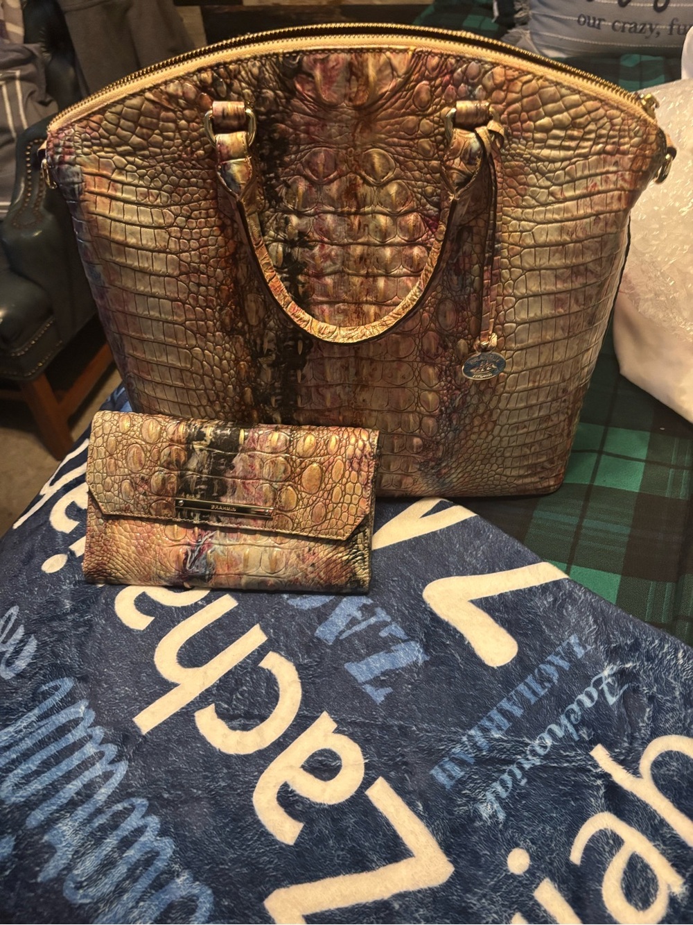 EUC Brahmin Amethyst Large Duxbury and matching wallet